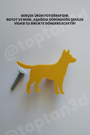 8 ADET - Sarı Köpek Dolap Kulpu - Modern Çocuk, Bebek Odası Mobilya Kulpu (Kulp Vidası Dahildir)