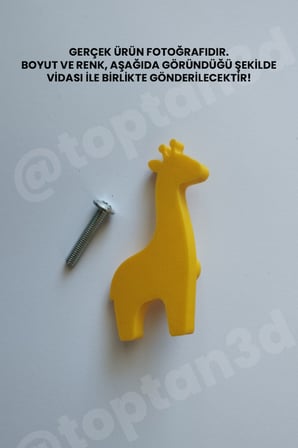 8 ADET - Sarı Zürafa Dolap Kulpu - Modern Çocuk, Bebek Odası Mobilya Kulpu (Kulp Vidası Dahildir)