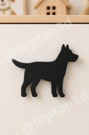 8 ADET - Siyah Köpek Dolap Kulpu - Modern Çocuk, Bebek Odası Mobilya Kulpu (Kulp Vidası Dahildir)