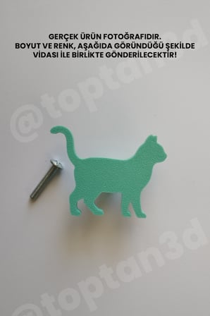 8 ADET - Turkuaz Kedi Dolap Kulpu - Modern Çocuk, Bebek Odası Mobilya Kulpu (Kulp Vidası Dahildir)