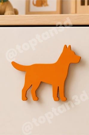 8 ADET - Turuncu Köpek Dolap Kulpu - Modern Çocuk, Bebek Odası Mobilya Kulpu (Kulp Vidası Dahildir)