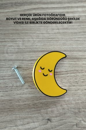 6 ADET - Ay Dolap Kulpu, Mobilya Kulbu - Çocuk Oda Aksesuarı, Ay Dede Kulp (Kulp Vidası Dahildir)
