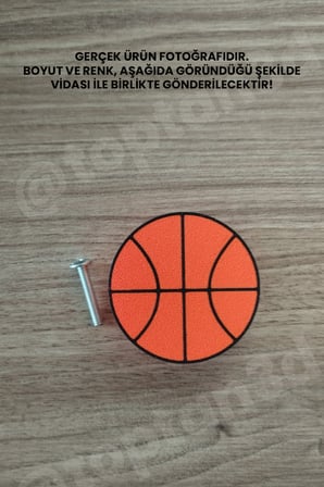 6 ADET - Basketbol Topu Dolap Kulpu, Mobilya Kulbu - Çocuk Oda Aksesuarı, Basketbol Topu Kulp (Kulp Vidası Dahildir)