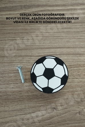 6 ADET - Futbol Topu Dolap Kulpu, Mobilya Kulbu - Çocuk Oda Aksesuarı, Futbol Topu Kulp (Kulp Vidası Dahildir)