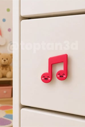 6 ADET - Müzik Dolap Kulpu, Mobilya Kulbu - Çocuk Oda Aksesuarı, Nota Kulp (Kulp Vidası Dahildir)
