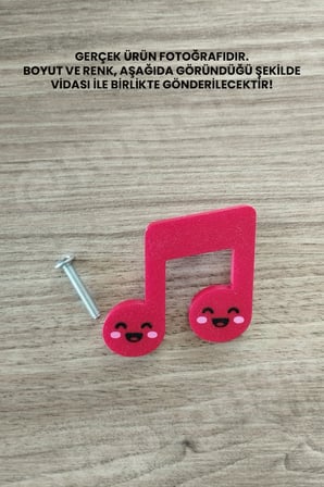 6 ADET - Müzik Dolap Kulpu, Mobilya Kulbu - Çocuk Oda Aksesuarı, Nota Kulp (Kulp Vidası Dahildir)