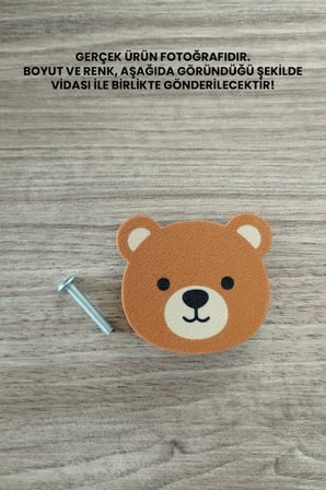 6 ADET - Sevimli Ayıcık Dolap Kulpu, Mobilya Kulbu - Bebek Odası, Çocuk Odası Aksesuar, Kulp (Kulp Vidası Dahildir)