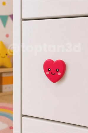 6 ADET - Sevimli Kalp Dolap Kulpu, Mobilya Kulbu - Çocuk Oda Aksesuarı, Kalp Kulp (Kulp Vidası Dahildir)