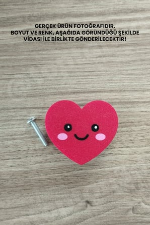 6 ADET - Sevimli Kalp Dolap Kulpu, Mobilya Kulbu - Çocuk Oda Aksesuarı, Kalp Kulp (Kulp Vidası Dahildir)