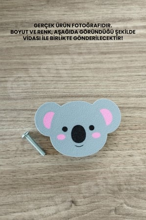6 ADET - Sevimli Koala Dolap Kulpu, Mobilya Kulbu - Bebek Odası, Çocuk Odası Aksesuar, Kulp (Kulp Vidası Dahildir)