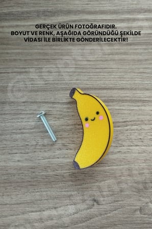 6 ADET - Sevimli Muz Dolap Kulpu, Mobilya Kulbu - Çocuk Oda Aksesuarı, Muz Kulp (Kulp Vidası Dahildir)