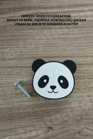 6 ADET - Sevimli Panda Dolap Kulpu, Mobilya Kulbu - Bebek Odası, Çocuk Odası Aksesuar, Kulp (Kulp Vidası Dahildir)