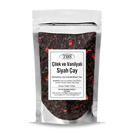 Çilek ve Vanilyalı Siyah Çay 100 gr (1. Kalite)