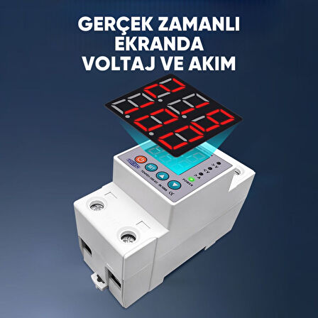 Tomzn Voltaj ve Akım Koruma Rölesi Yüksek Alçak Gerilim Akım Koruyucu 100A Elektrik Bekçisi