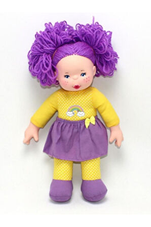 Rengarenk Sevim Bez Bebek 30 CM - MOR RENK
