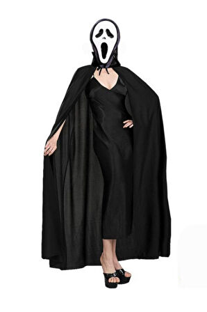 Çığlık Scream Maske Ve Yakalı Pelerinli Kostüm Seti 120 cm