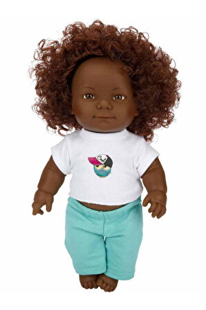 Kıvırcık Esmer Dada Bebek 35 Cm