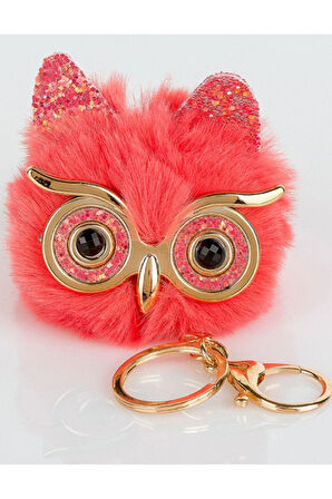 Peluş Baykuş Anahtarlık - Kırmızı