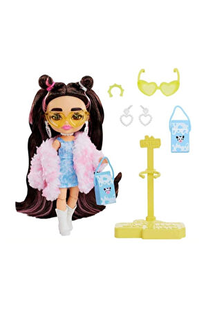 Minis Extra Esmer Saçlı Pembe Kürklü 14 cm
