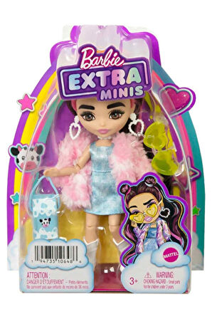 Minis Extra Esmer Saçlı Pembe Kürklü 14 cm