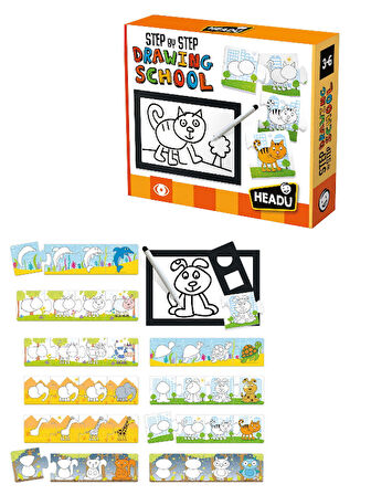 Headu Step By Step Drawing  School - Adım Adım Çizim Okulu Yapbozu (3 - 6 Yaş ) IT21062