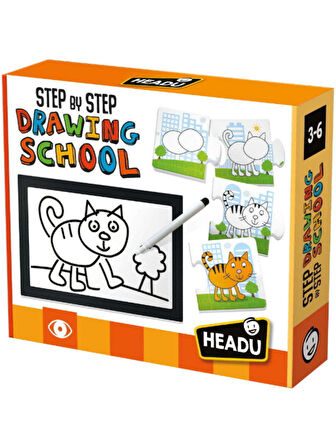 Headu Step By Step Drawing  School - Adım Adım Çizim Okulu Yapbozu (3 - 6 Yaş ) IT21062