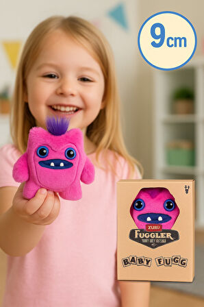 Mini Koleksiyonluk ZURU Fuggler Baby Fuggs Komik Çirkin Peluş Oyuncak Greedy Grinner Pembe 9cm