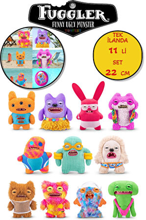 Vacay Vibes Tatil Havası ZURU Fuggler Komik Peluş Oyuncaklar 11 li Set Tek İlanda - 22 Cm
