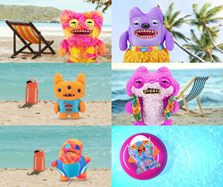 Vacay Vibes Tatil Havası ZURU Fuggler Komik Peluş Oyuncaklar 11 li Set Tek İlanda - 22 Cm