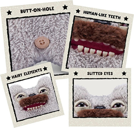 Kıllı Süper Yumuşak ZURU Fuggler Hairy Fuggs Peluş Oyuncak Old Tooth Moustache Grey 22cm