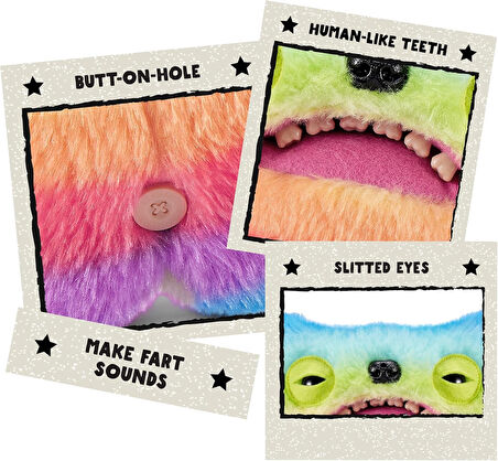 Gaz Çıkaran Fuggler Fart Face Sesli Hareket Sensörlü Komik Çirkin Peluş Oyuncak Wide Eyed Weirdo 22c