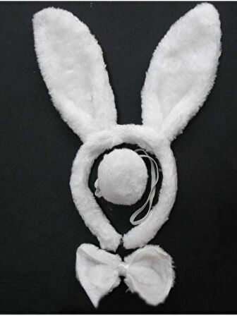 Tavşan 3 lü Kostüm Seti Taç + Papyon + Kuyruk