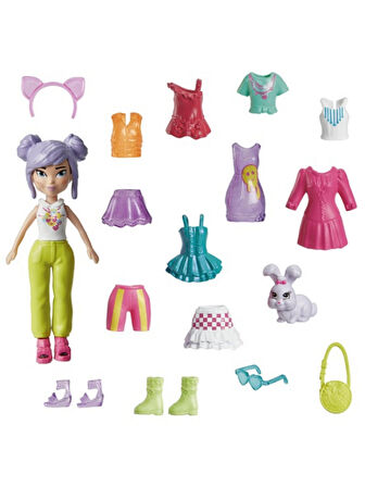 Polly Pocket Fashion Pack - Evcil Hayvanlı Aksesuarlı Moda Kombin Eğlencesi Oyun Seti