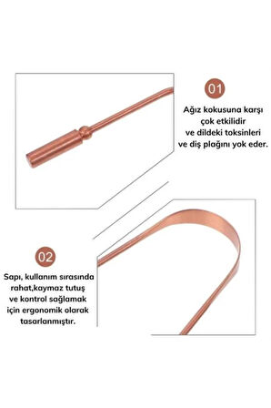 Dil Plak Temizleme Aleti Bakır Dil Fırçası Sıyırıcı Dil Kaşığı - 1 Adet
