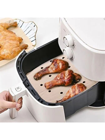 Tek Kullanımlık Delikli Air Fryer Pişirme Kağıdı 20 cm x 20 cm - 100 Adet