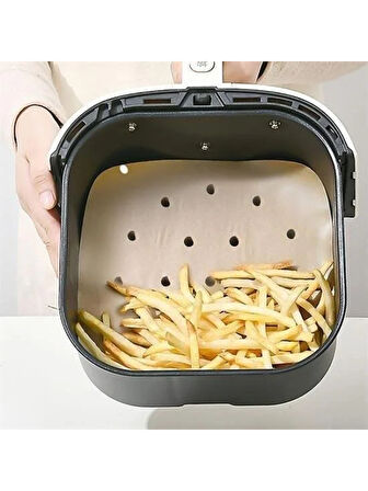 Tek Kullanımlık Delikli Air Fryer Pişirme Kağıdı 20 cm x 20 cm - 100 Adet