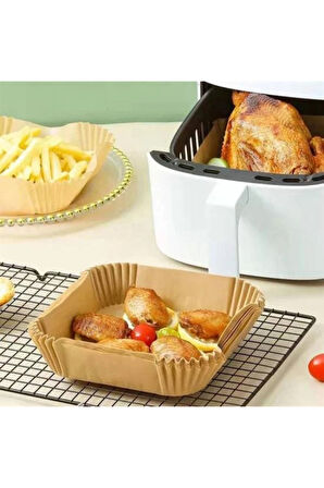 Tek Kullanımlık Kare Derinlikli Air Fryer Pişirme Kağıdı Üst: 20cm x Alt: 16cm x 4.5cm - 100 Adet