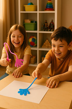 Jaru 2'li Süper Esnek Eğlenceli Yapışkan El Snap Hand El - ( Mor - Mavi )