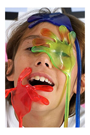 Jaru 2'li Süper Esnek Eğlenceli Yapışkan El Snap Hand El - ( Turuncu - Yeşil )