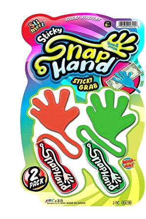 Jaru 2'li Süper Esnek Eğlenceli Yapışkan El Snap Hand El - ( Turuncu - Yeşil )
