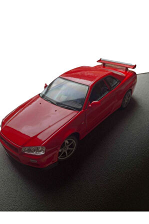 Kırmızı Nissan Skyline Gtr R34 Kapıları Açılabilen Çek Bırak Araba Welly 1:32 - 11.5 Cm