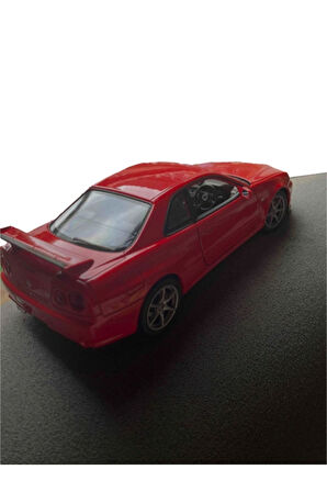 Kırmızı Nissan Skyline Gtr R34 Kapıları Açılabilen Çek Bırak Araba Welly 1:32 - 11.5 Cm