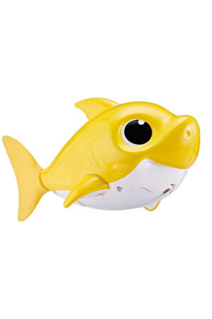 Daddy Shark - Baby Shark Şarkısı Söleyerek Havuzda - Küvette Yüzen Balık - Sarı Model - 18cm