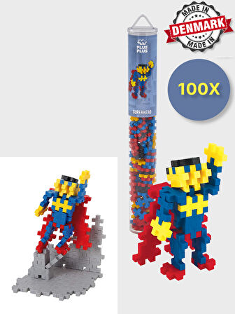 Plus - Plus Minecraft Temalı Silindir Kutuda Superhero - Süper Kahraman Lego Yapı Oyuncağı(100 Parça