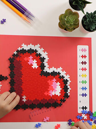 Plus - Plus Minecraft Temalı Kutuda By Number Hearts - Numaralı Kalpler Lego Yapı Oyuncağı (250Parça