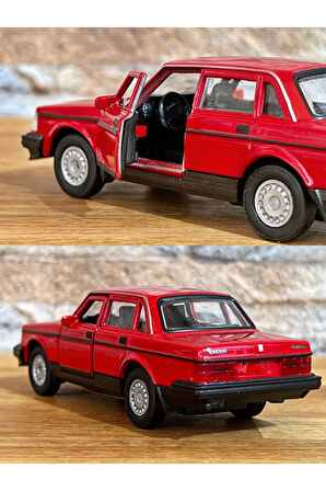 Volvo 240 GL Çek Bırak Die - Cast Metal Model Araba - Kırmızı 11.5 cm