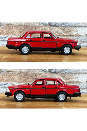 Volvo 240 GL Çek Bırak Die - Cast Metal Model Araba - Kırmızı 11.5 cm