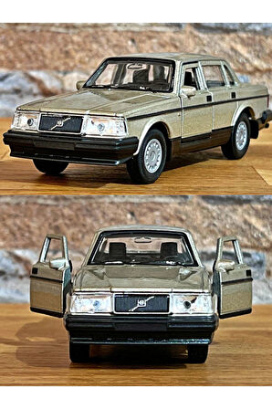 Volvo 240 GL Çek Bırak Die - Cast Metal Model Araba - Bej 11.5 cm