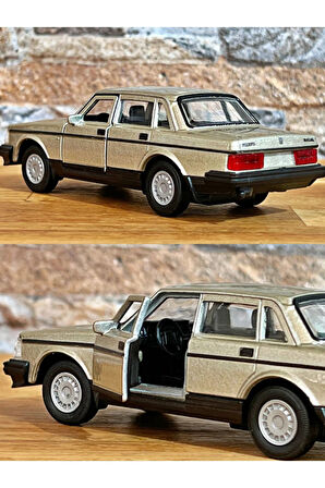 Volvo 240 GL Çek Bırak Die - Cast Metal Model Araba - Bej 11.5 cm