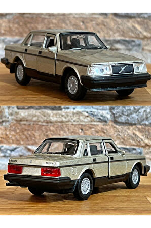 Volvo 240 GL Çek Bırak Die - Cast Metal Model Araba - Bej 11.5 cm